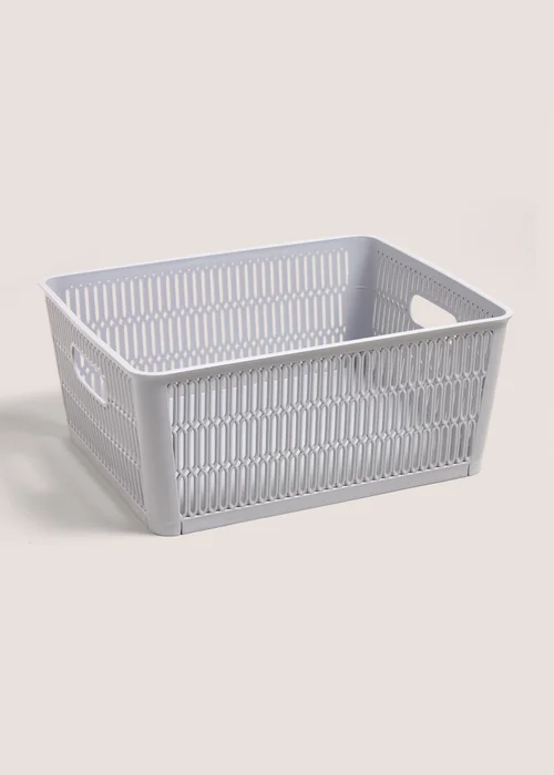 Grey Plastic Large Storage Basket Image 1