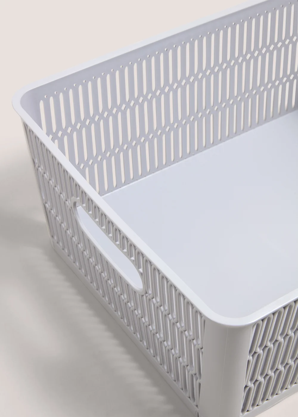 Grey Plastic Large Storage Basket Image 2