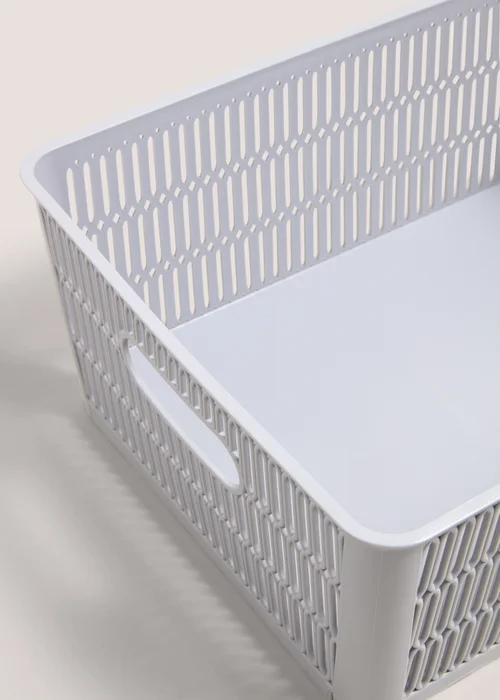 Grey Plastic Large Storage Basket Image 2