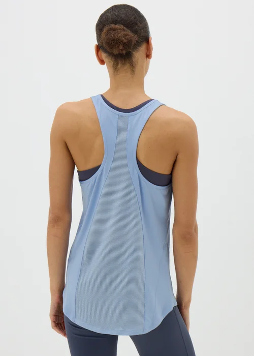 Blue Mesh Detail Vest Top - S Image 2