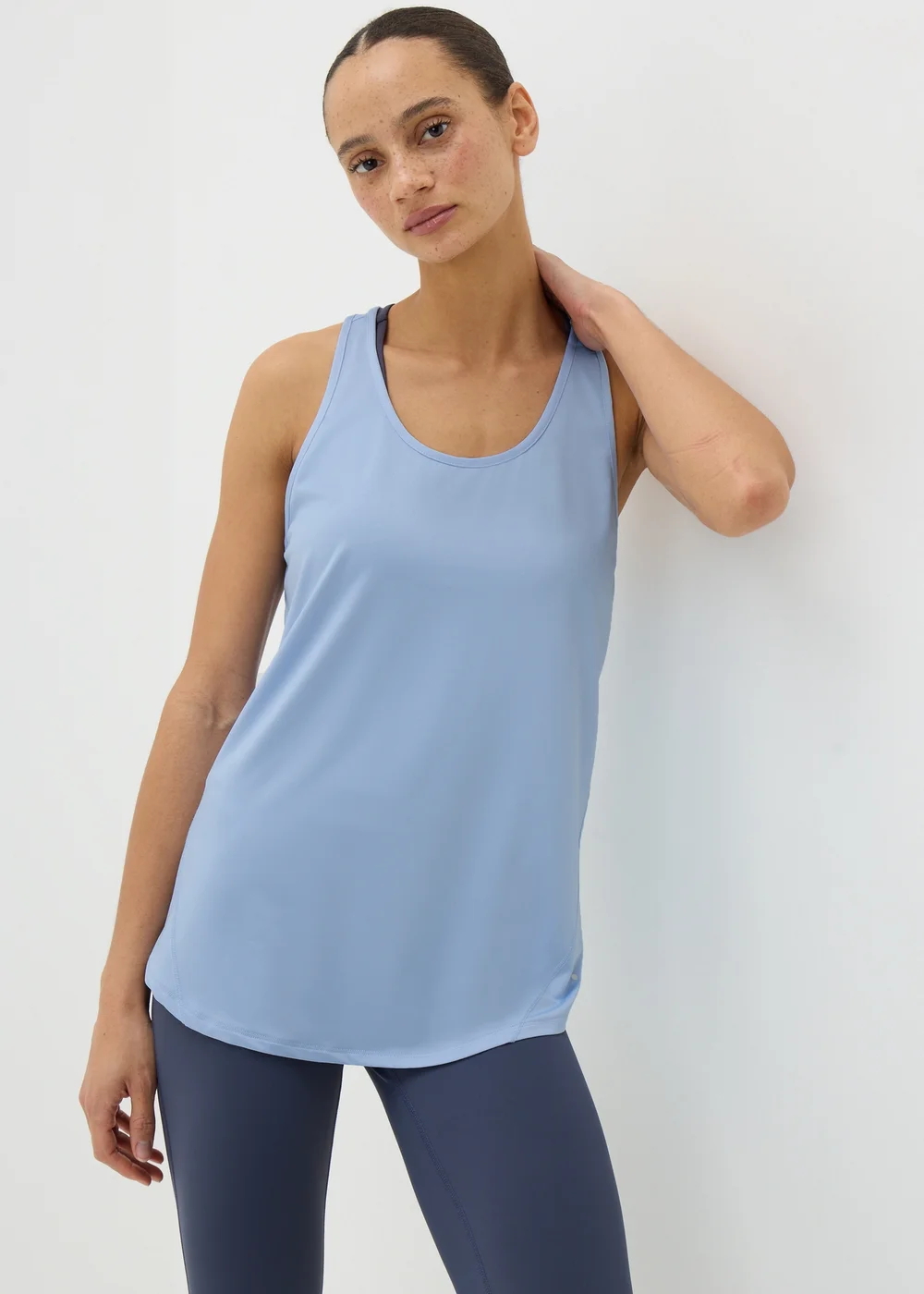 Blue Mesh Detail Vest Top - S Image 1