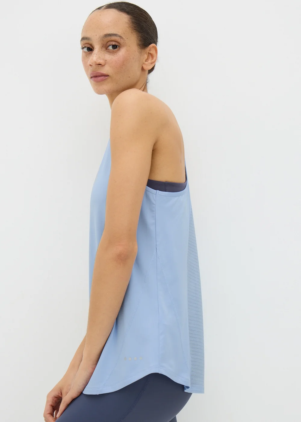 Blue Mesh Detail Vest Top - S Image 3