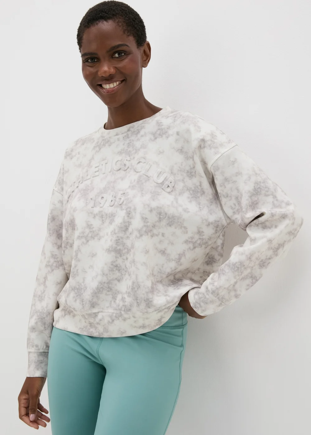 Souluxe Cream Athletics Club Patterned Sweatshirt - S Image 1