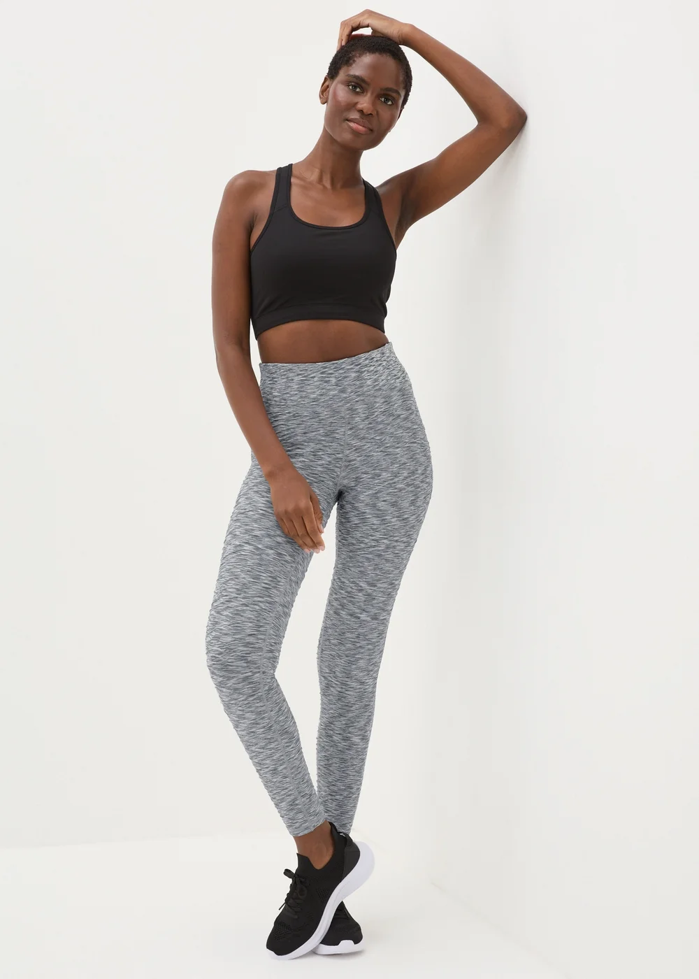 Souluxe Grey Textured Leggings - 8 Image 1