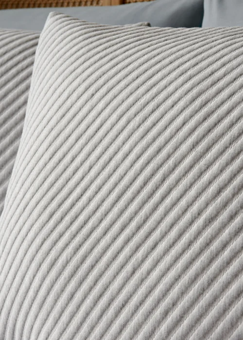 Grey Ribbed Duvet Set - Double Image 2