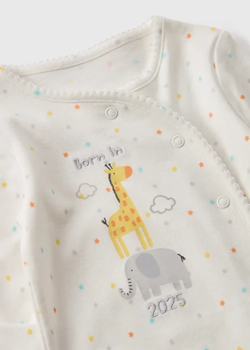 Baby Cream Born In 2025 Sleepsuit (Newborn-6mths) - Age 0 - 3 Months Image 2