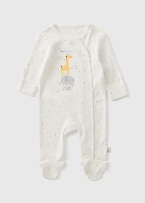Baby Cream Born In 2025 Sleepsuit (Newborn-6mths) - Age 0 - 3 Months Image 1