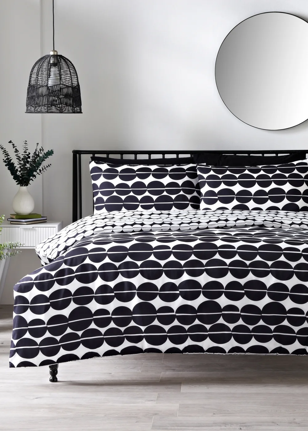 Black Mono Linear Duvet Set - Single Image 1