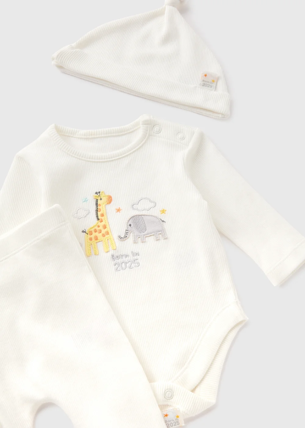 3 Piece Baby Cream Born In 2025 Top & Trouser Set (Newborn-6mths) - 0-3 months Image 2