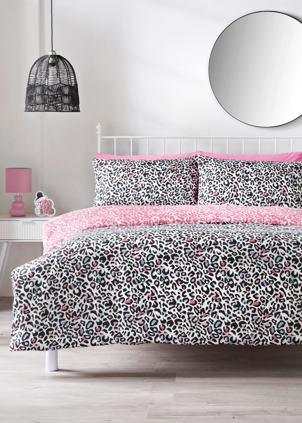 Multicolour Leopard Print Duvet Set - Single Image 1