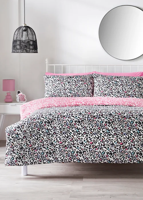 Multicolour Leopard Print Duvet Set - Single Image 1