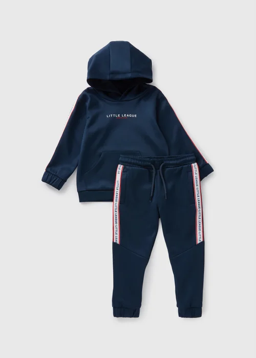 Boys Navy Little League Taped Hoodie & Jogging Bottoms Set (1-7yrs) - 1-1.5 Yrs Image 1