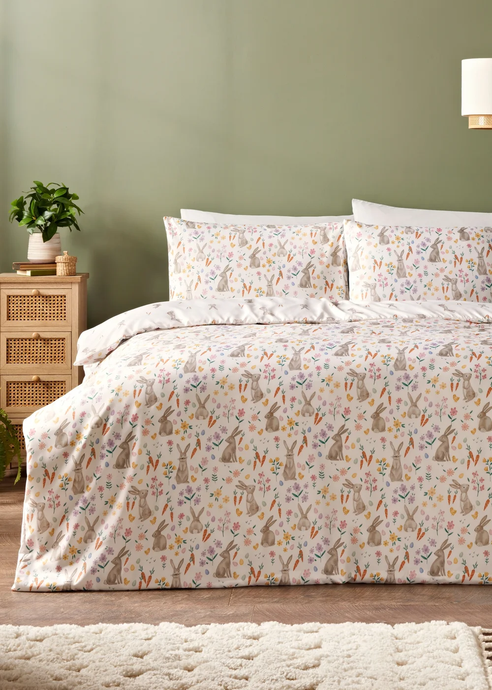 Multicolour Bunny & Carrot Duvet Set - Single Image 1