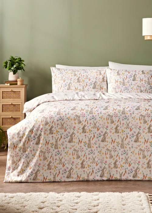 Multicolour Bunny & Carrot Duvet Set - Single Image 1