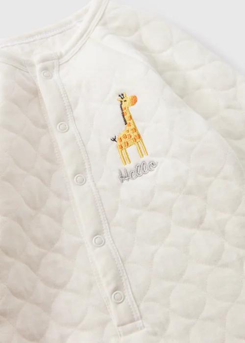 Baby Cream Giraffe Quilted Sleepsuit (Newborn-6mths) - Age 0 - 3 Months Image 2