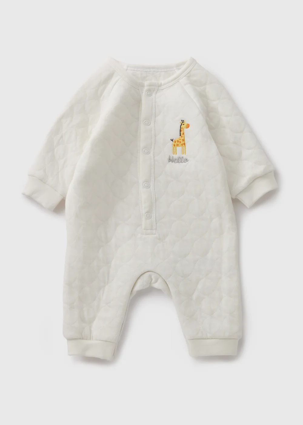 Baby Cream Giraffe Quilted Sleepsuit (Newborn-6mths) - Age 0 - 3 Months Image 1