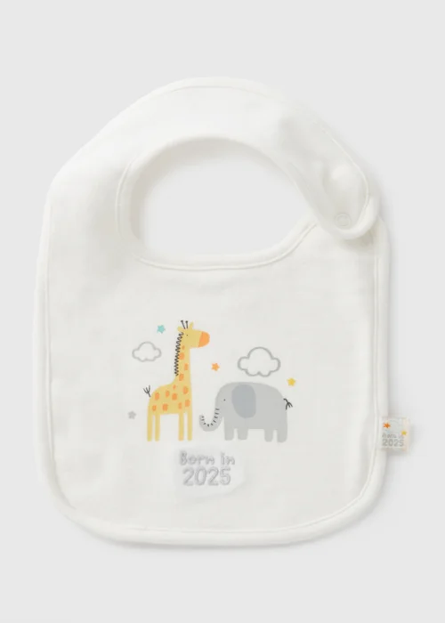 Baby Cream Born In 2025 Bib - One Size Image 1