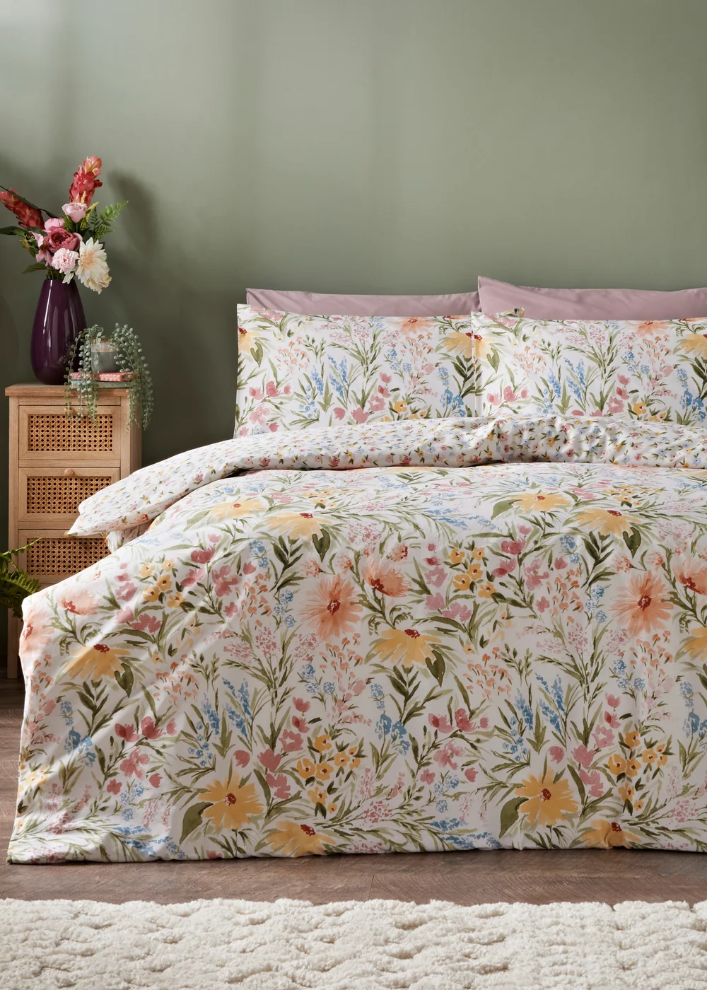 Multicolour Meadow Floral Duvet Set - Single Image 1