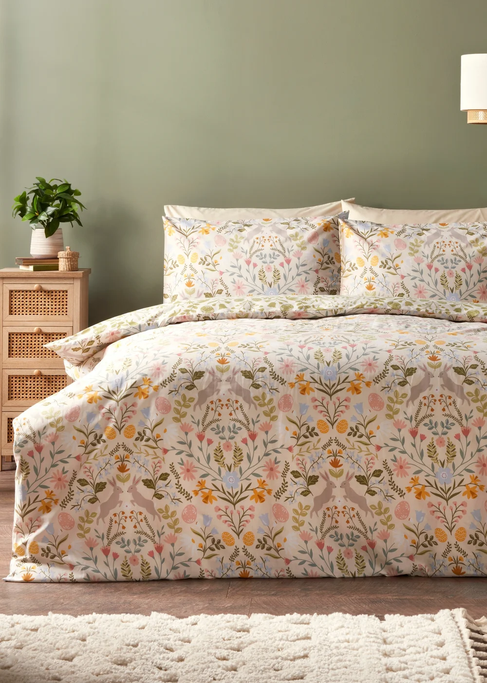 Multicolour Spring Bunny Duvet Set - Single Image 1
