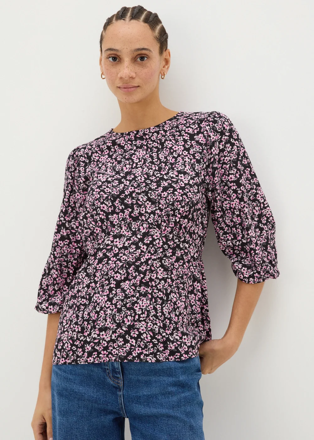 Black Ditsy Floral Blouse - 8 Image 1