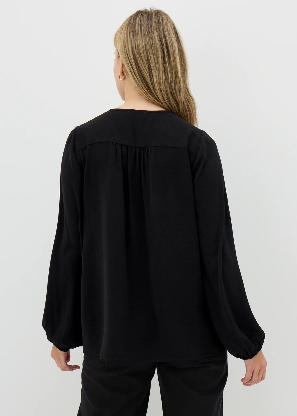 Black V-Neck Blouse - 8 Image 2