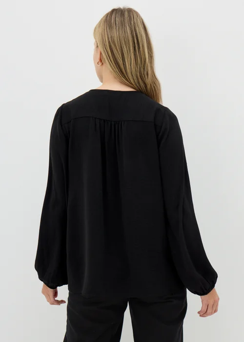 Black V-Neck Blouse - 8 Image 2