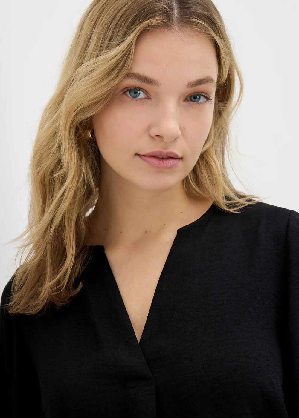Black V-Neck Blouse - 8 Image 3