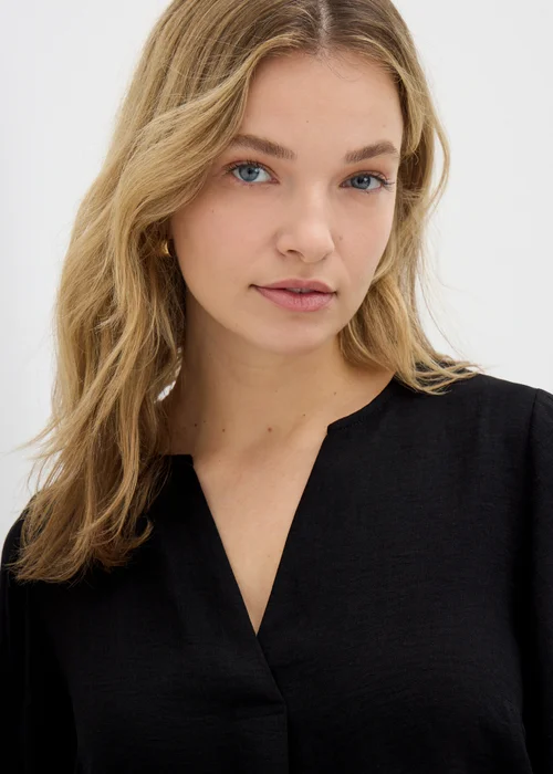 Black V-Neck Blouse - 8 Image 3