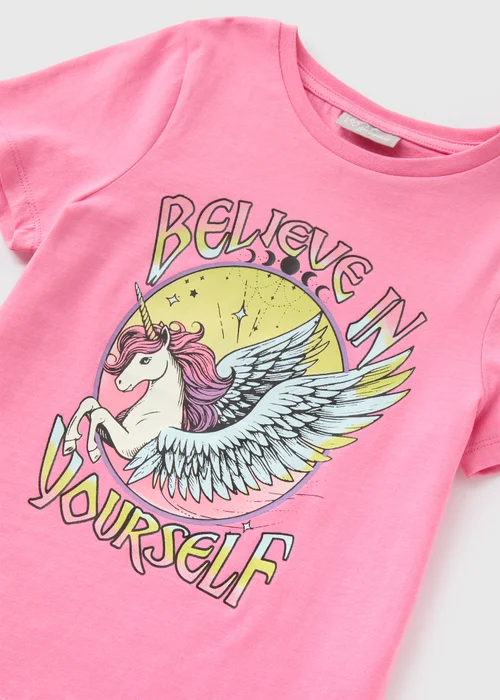 Girls Pink Unicorn T-Shirt (7-15yrs) - 7 Yrs Image 2