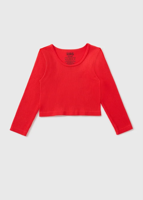 Girls Red Long Sleeve Seamless Top (7-15yrs) - S Image 1