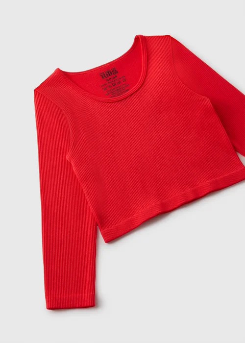 Girls Red Long Sleeve Seamless Top (7-15yrs) - S Image 2