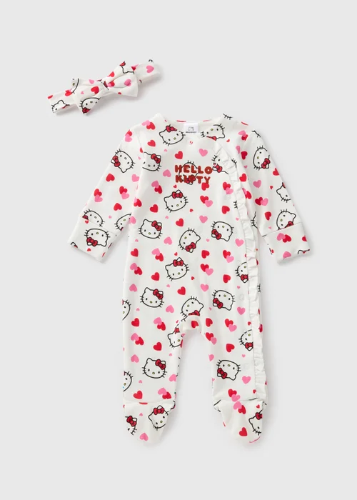 Hello Kitty Baby Cream Sleepsuit & Headband Set (Newborn-18mths) - Age 0 - 3 Months Image 1
