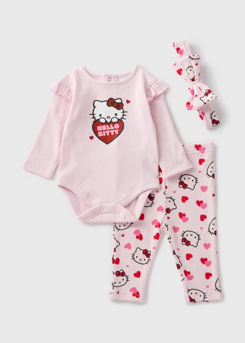 3 Pack Hello Kitty Girls Top & Legging Set (Newborn-18mths) - 0-3 months Image 1