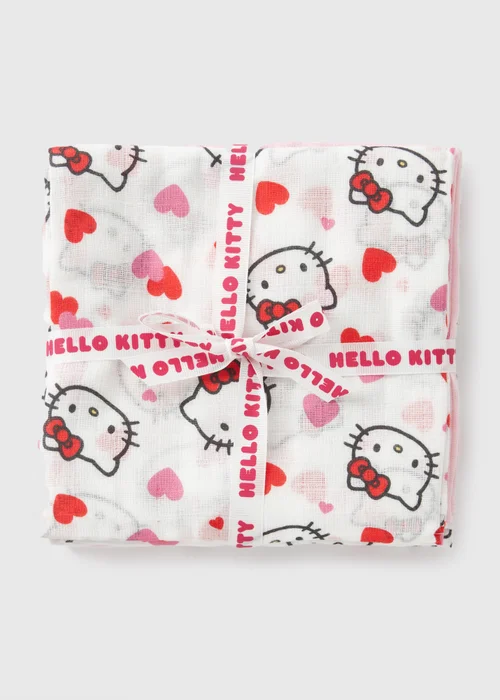 Hello Kitty 3 Pack Baby Pink Muslin Cloths - One Size Image 1