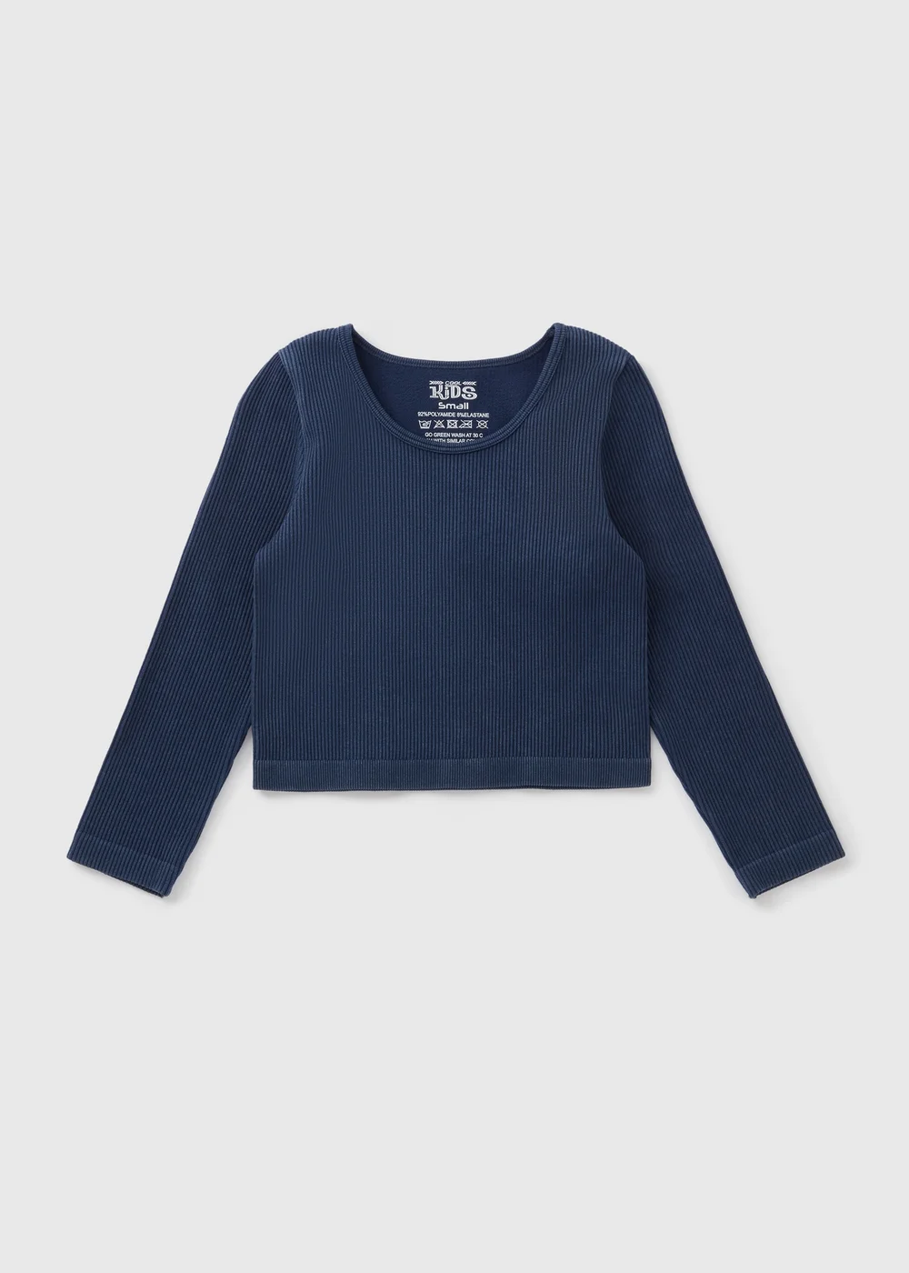 Girls Dark Blue Long Sleeve Seamless Top (7-15yrs) - S Image 1
