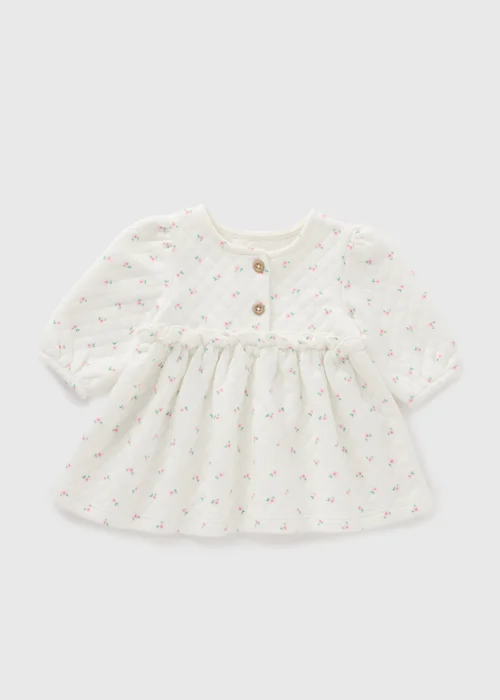 Baby Cream Floral Quilted Dress (Newborn-23mths) - 0-3 months Image 1