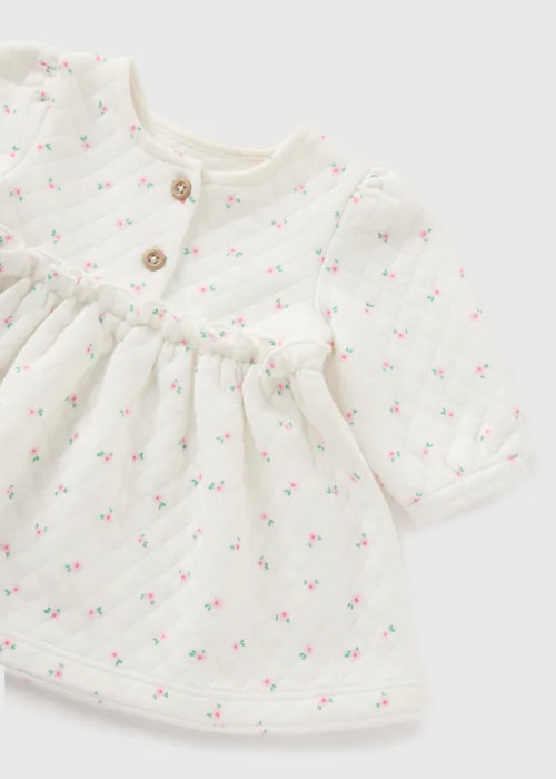 Baby Cream Floral Quilted Dress (Newborn-23mths) - 0-3 months Image 2