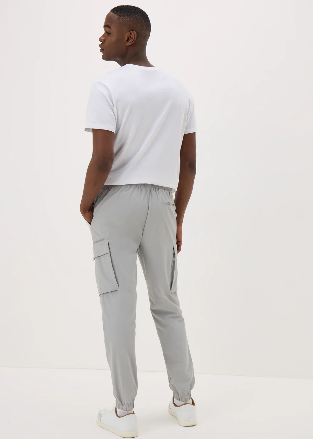 Grey Tech Cuffed Cargo Trousers - Small Image 2
