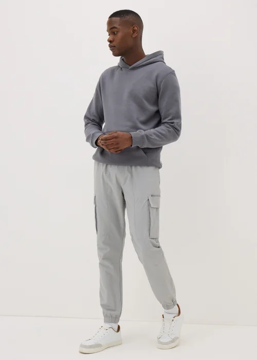 Grey Tech Cuffed Cargo Trousers - Small Image 1