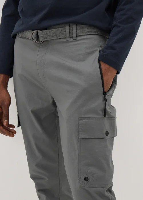 Khaki Belted Cargo Trousers - 30 waist Image 3