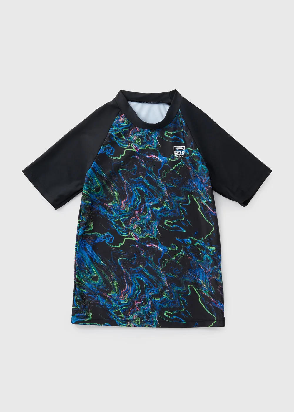 Boys Black Swirl Rash Vest (7-15yrs) - 7 Yrs Image 1