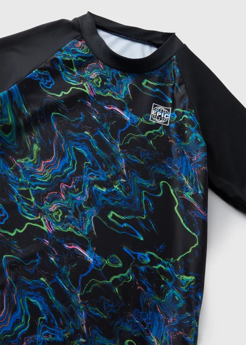 Boys Black Swirl Rash Vest (7-15yrs) - 7 Yrs Image 2