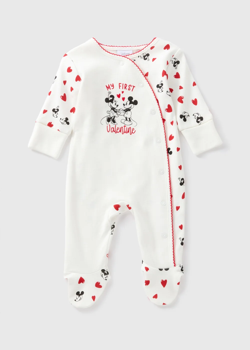 Disney Baby Minnie & Mickey Valentine Sleepsuit (Newborn-12mths) - Age 0 - 3 Months Image 1