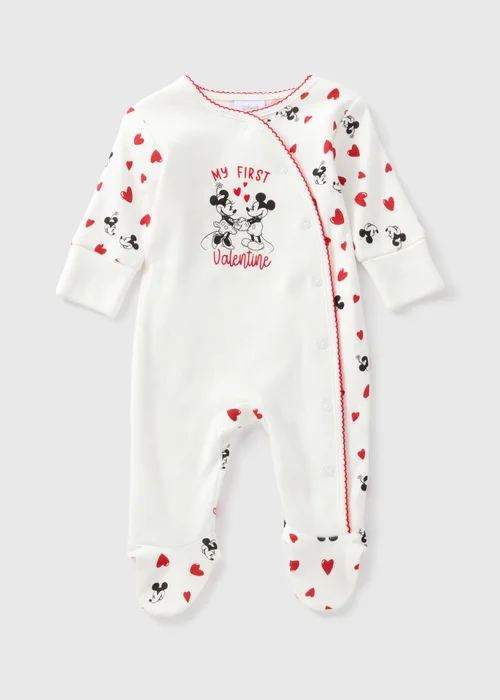 Disney Baby Minnie & Mickey Valentine Sleepsuit (Newborn-12mths) - Age 0 - 3 Months Image 1