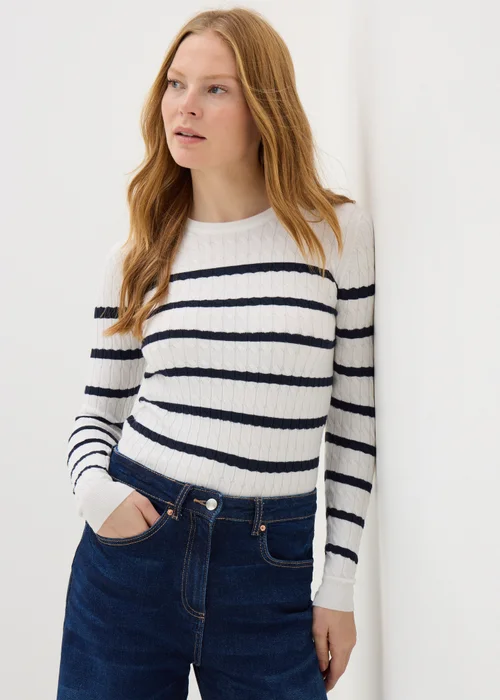 Cream Baby Cable Stripe Jumper - 8 Image 1