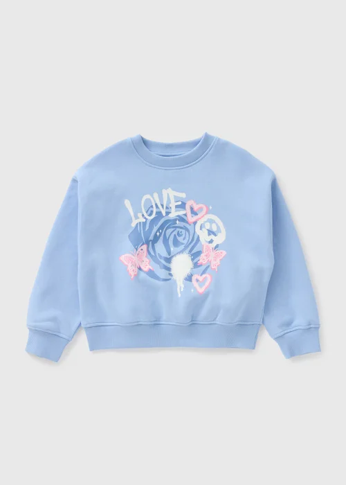 Girls Blue Graffiti Sweatshirt (7-15yrs) - 7 Yrs Image 1