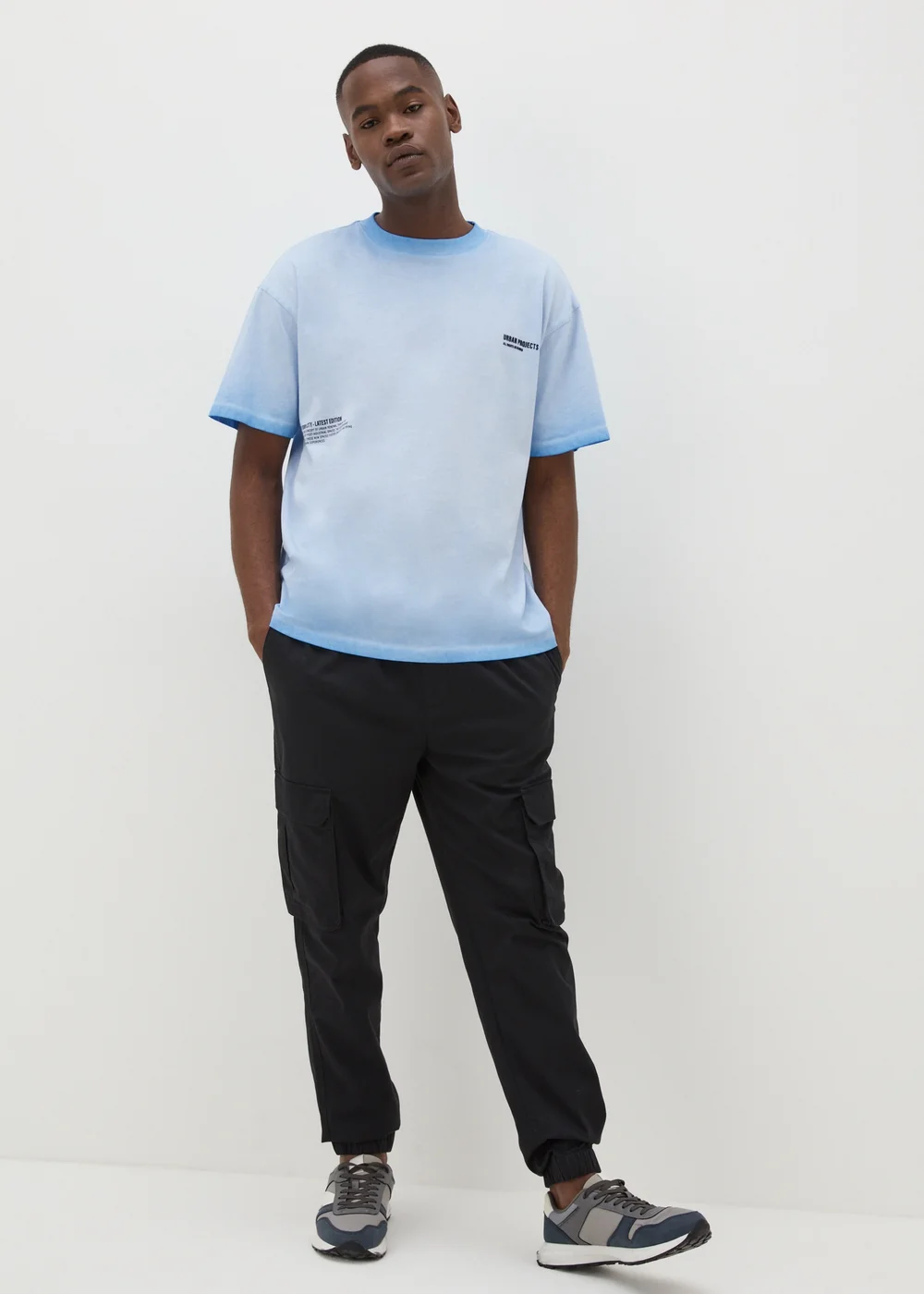 Blue Washed Slogan T-Shirt - S Image 3