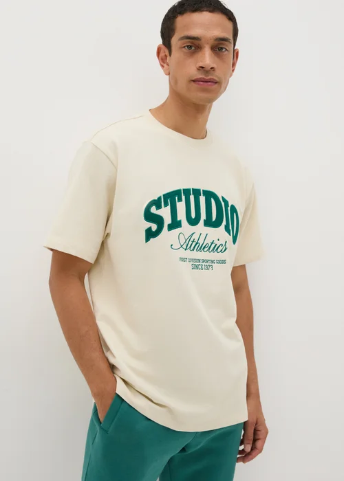 Ecru Varsity Studio Athletics T-Shirt - S Image 1