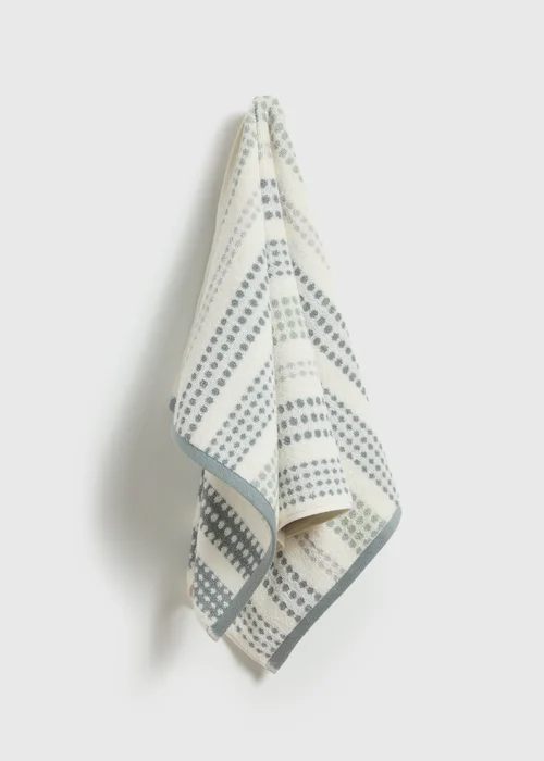 Cream Spot Striped Jacquard Towel - Hand Towel Image 1