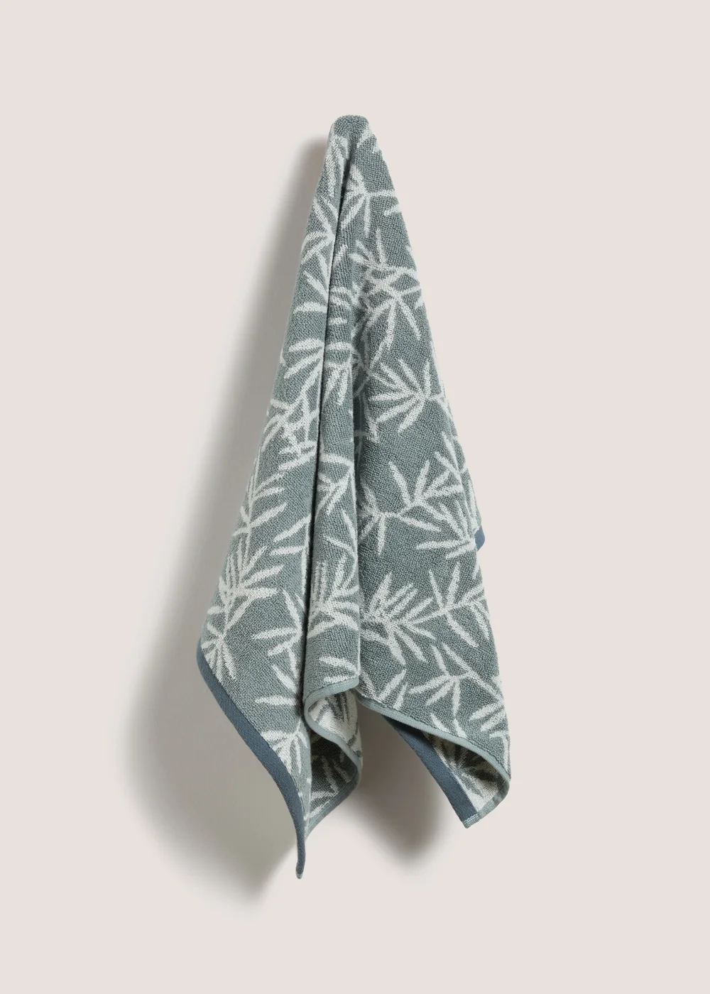 Duck Egg Jacquard Leaf Towel - Hand Towel Image 1